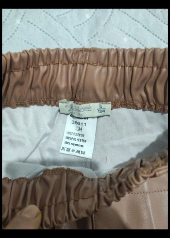 Bej Parlak Deri kız çocuk pantolon #begeni - Görsel 5