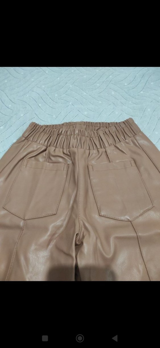Bej Parlak Deri kız çocuk pantolon #begeni - Görsel 4