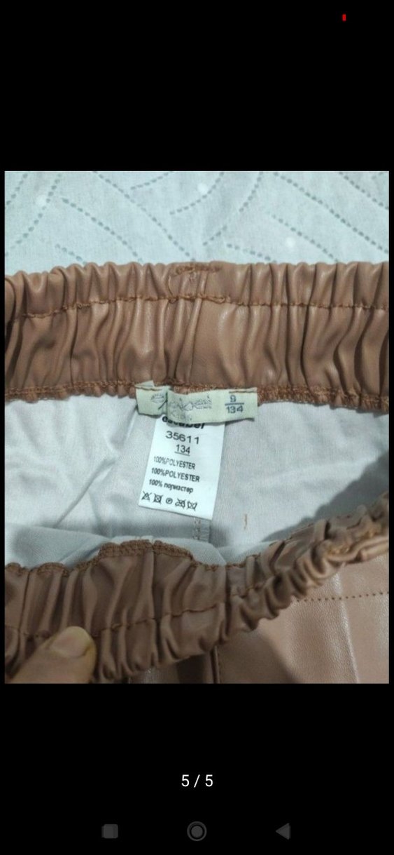 Bej Parlak Deri kız çocuk pantolon #begeni - Görsel 5