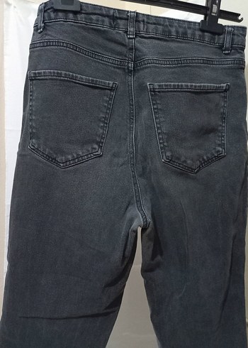 40 Beden Gri Kadın Denim Jean - Gevşek Kesim, Fermuarlı