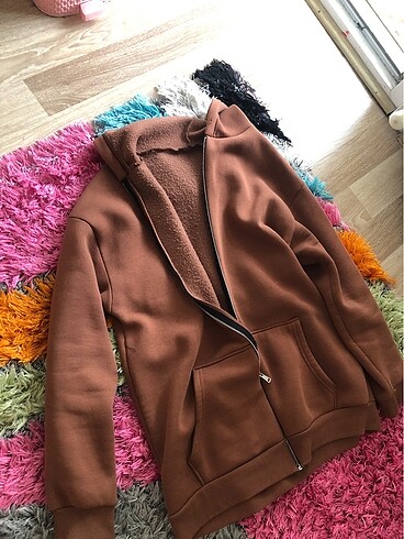Diğer Kahverengi içi polarlı oversize hırka