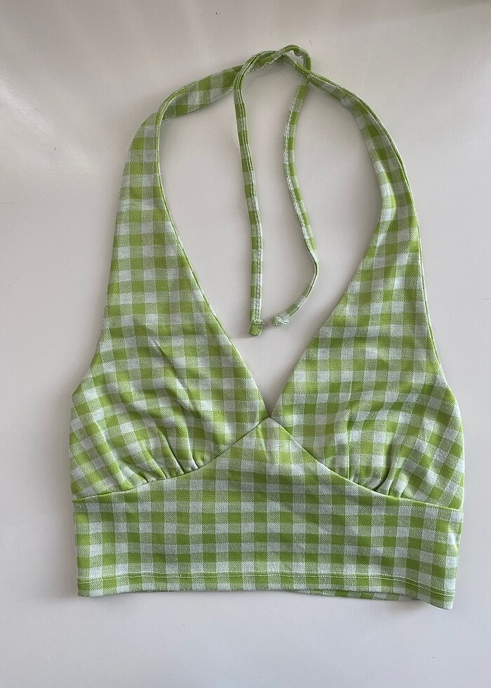 Desenli Askılı Crop Top - Görsel 2