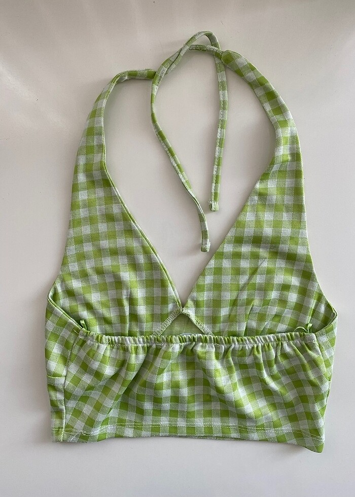 Desenli Askılı Crop Top - Görsel 3