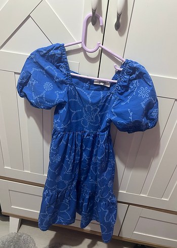 Mavi Bağlamalı Midi Bohem Elbise - Görsel 2