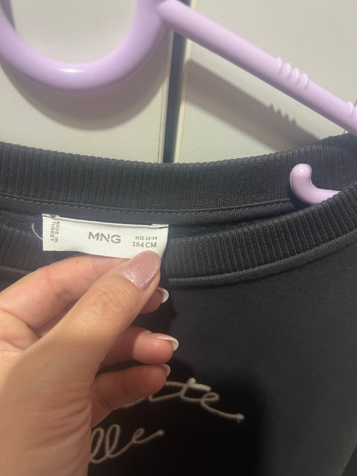 Siyah Baskılı Pamuklu Kadın Sweatshirt - Görsel 2