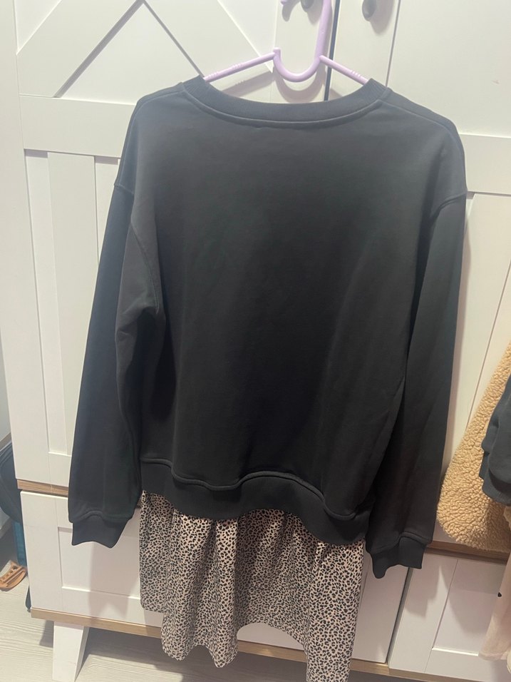 Siyah Baskılı Pamuklu Kadın Sweatshirt - Görsel 3