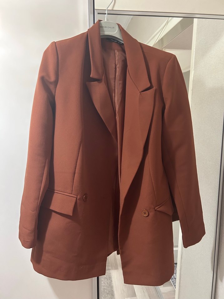Trendyolmilla Düğmeli Kahverengi Kadın Blazer Ceket - Görsel 2