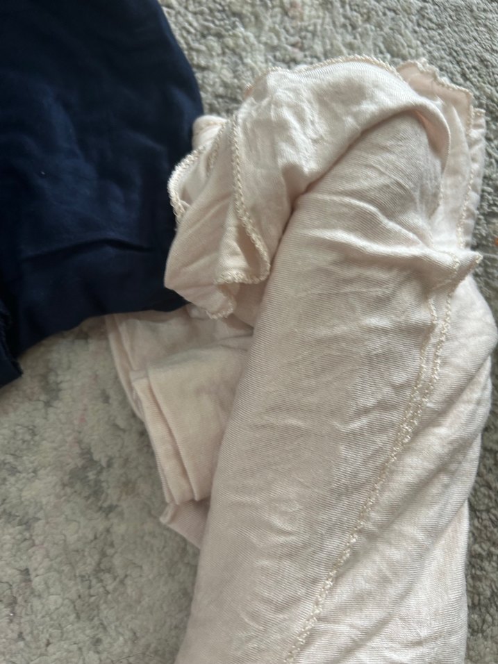 Gri Kadın Şal / krem rengi ve lacivert Penye şal - Görsel 5