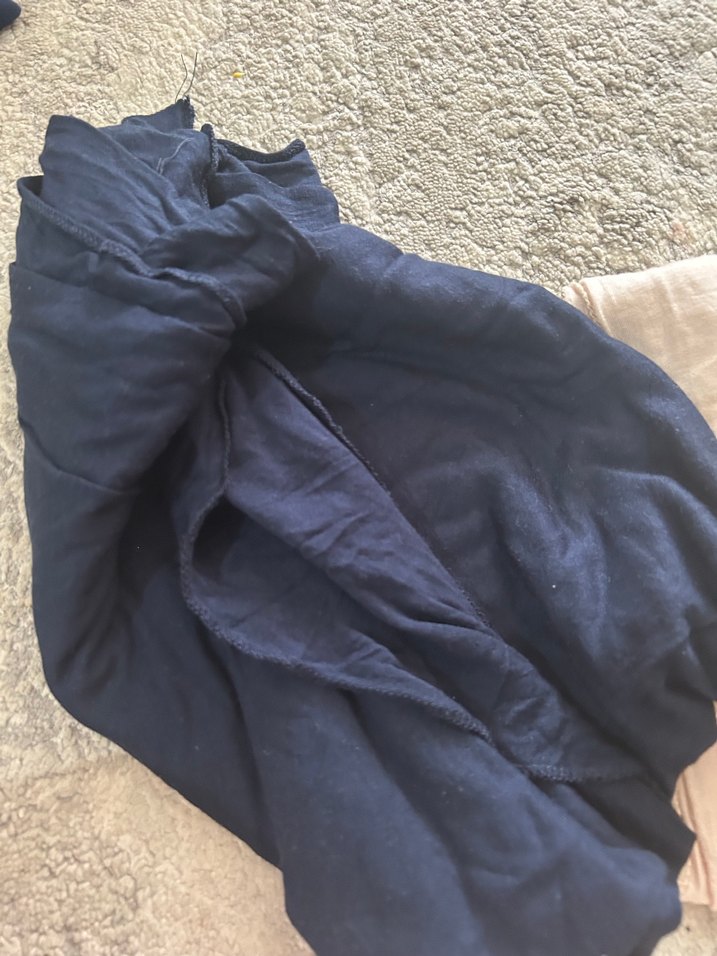 Gri Kadın Şal / krem rengi ve lacivert Penye şal - Görsel 4