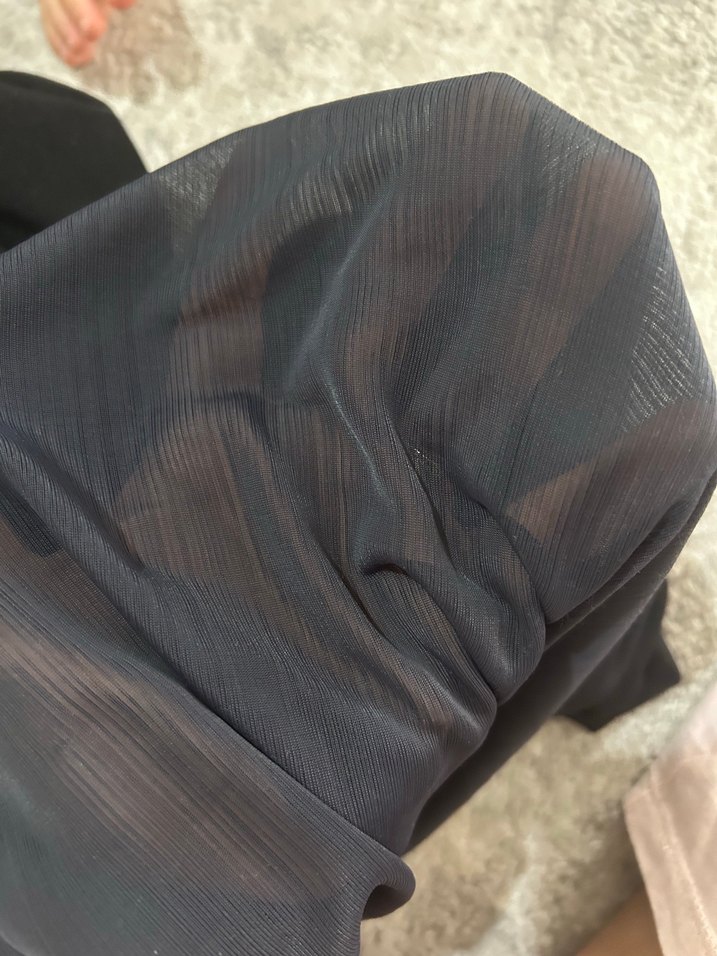 Gri Kadın Şal / krem rengi ve lacivert Penye şal - Görsel 3