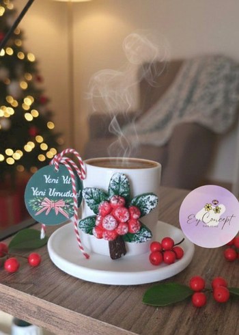 Beyaz Yılbaşı Temalı Kupa - Görsel 2