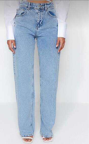 34 Beden mavi Renk Trendyolmilla yüksek bel 90?s wide leg pantolon