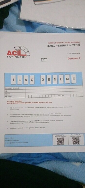 Acil yayınları tyt denemesi
