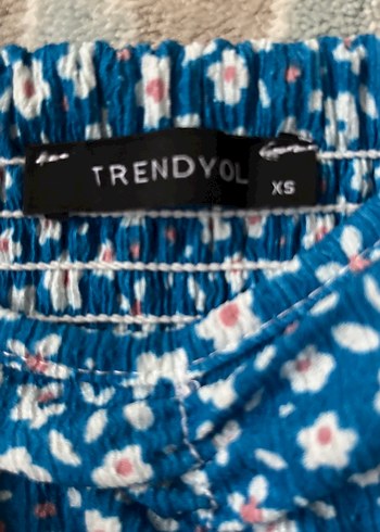 Trendyol Mavi Çiçekli Balon Kol Bohem Bluz - Görsel 2