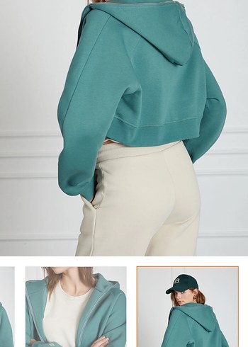 Beyyoglu Yeşil Crop Hoodie - Görsel 2