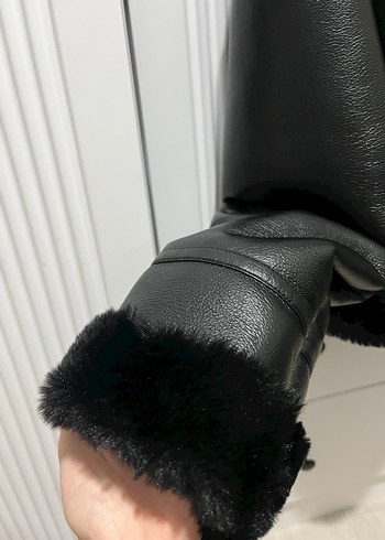 Bershka Kürklü Biker Ceket - Görsel 10