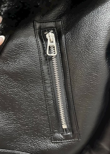 Bershka Kürklü Biker Ceket - Görsel 8