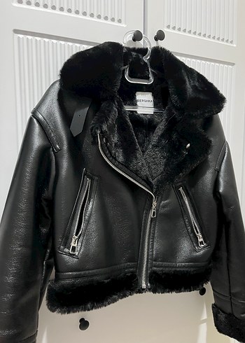 Bershka Kürklü Biker Ceket - Görsel 4