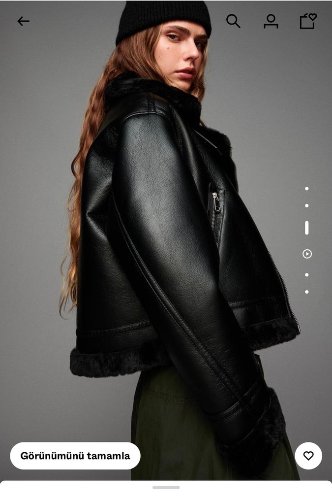 Bershka Kürklü Biker Ceket - Görsel 2