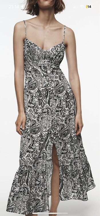 Zara desenli rustik elbise