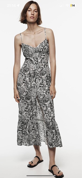 Zara Zara desenli rustik elbise