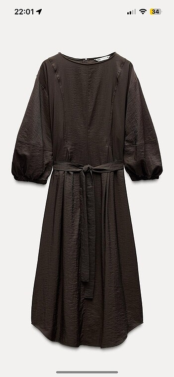 Zara kemerli midi elbise