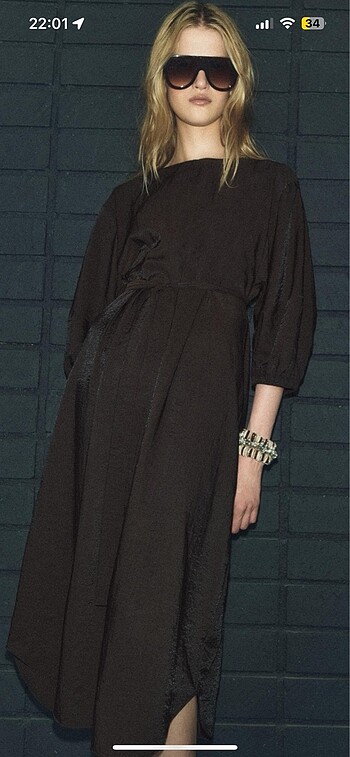 Zara Zara kemerli midi elbise