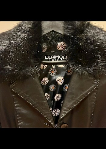 Deeimod Kürklü Siyah Deri Kadın Ceket - Görsel 2