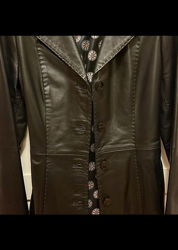 Deeimod Kürklü Siyah Deri Kadın Ceket - Görsel 3