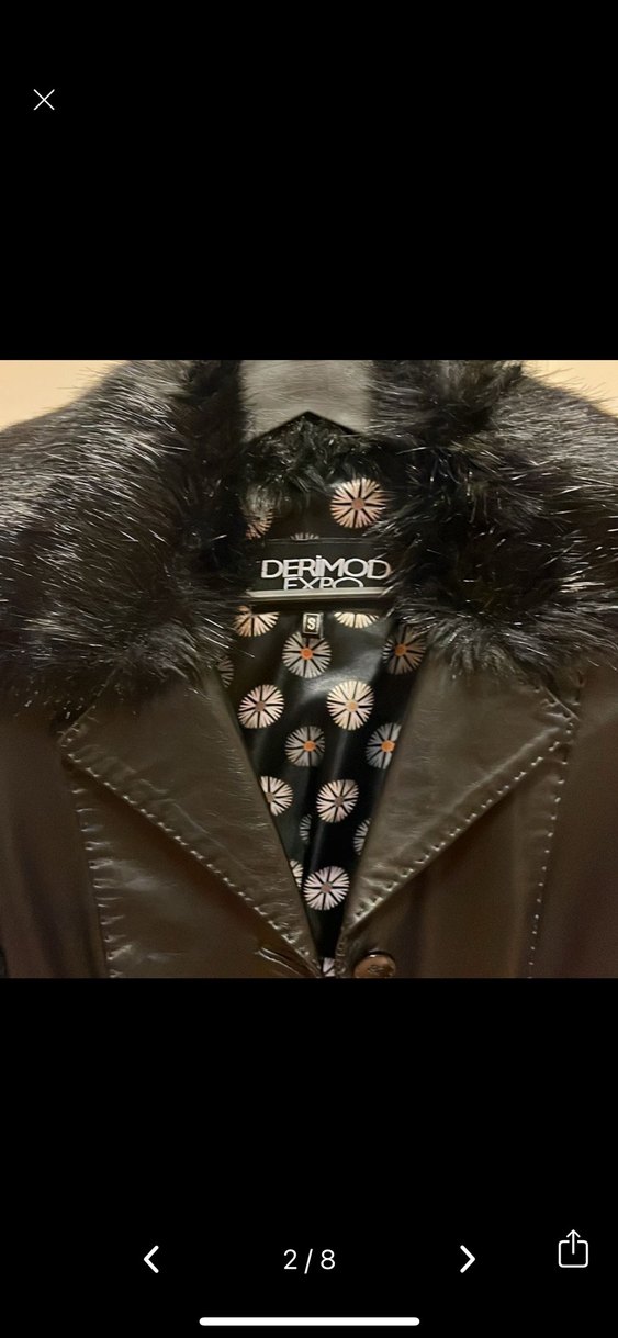 Deeimod Kürklü Siyah Deri Kadın Ceket - Görsel 2