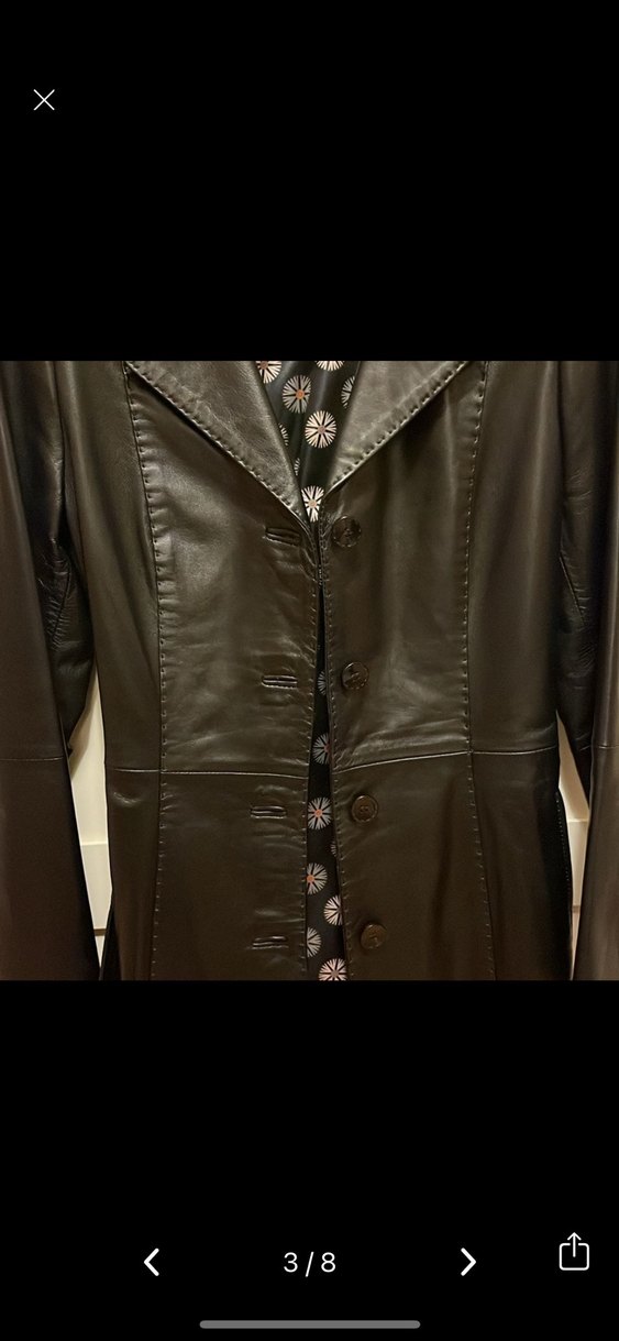 Deeimod Kürklü Siyah Deri Kadın Ceket - Görsel 3