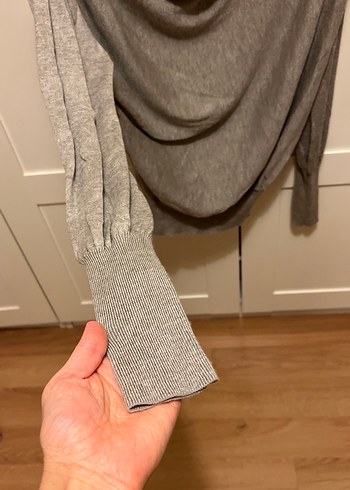 Bej Kadın Keten Salaş Uzun Kollu Kazak - Görsel 4