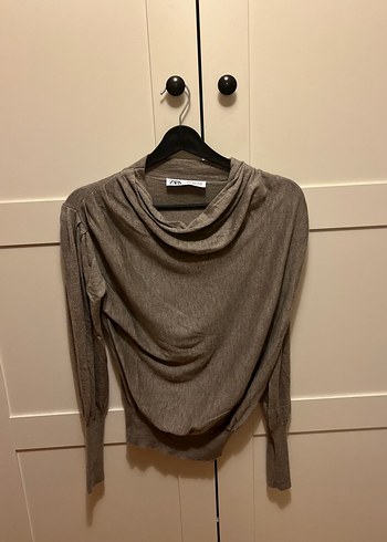 Bej Kadın Keten Salaş Uzun Kollu Kazak - Görsel 3