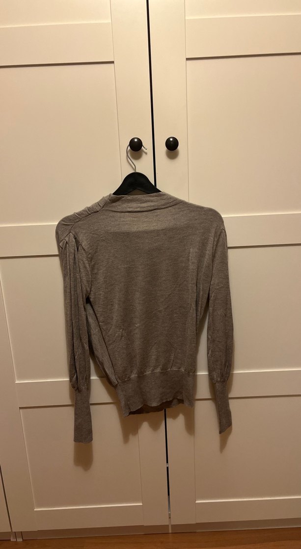 Bej Kadın Keten Salaş Uzun Kollu Kazak - Görsel 5