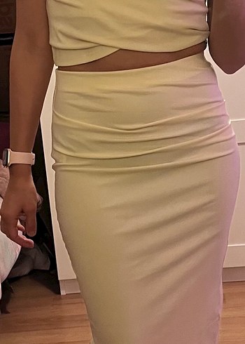 Zara takım dokulu top ve midi etek - Görsel 6