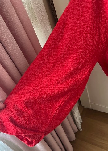 Kırmızı V Yaka Kadın Triko Kazak - Görsel 3