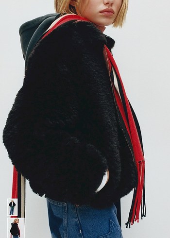 Siyah Kürklü Ceket - Görsel 2