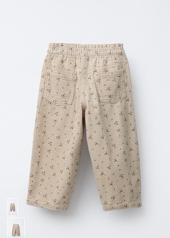 Zara Çiçek Desenli kadife Pantolon - Görsel 2