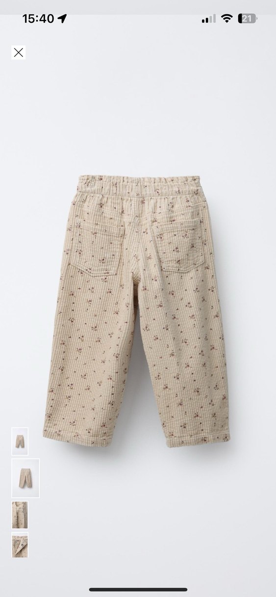 Zara Çiçek Desenli kadife Pantolon - Görsel 2