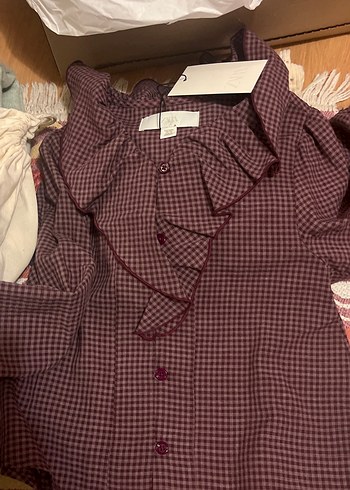 Zara Bordo Fırfırlı Kareli Kız Gömlek - Görsel 6