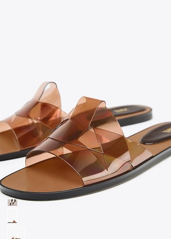 Zara Zara Şeffaf Bantlı Bej vinil Terlik