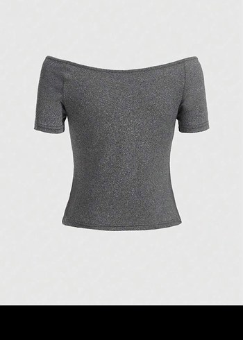 gri kısa kollu y2k bluz tisort - Görsel 2