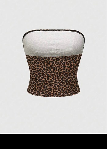 Leopar Desenli  Straplez Büstiyer - Görsel 2