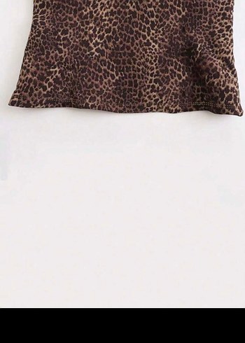 Dantel Detaylı Leopar Desenli Kadın Bluz - Görsel 3