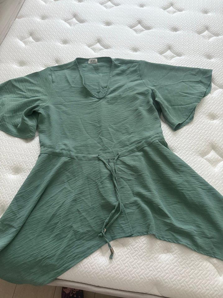 Yeşil V Yaka Bohem Tunik - Görsel 2