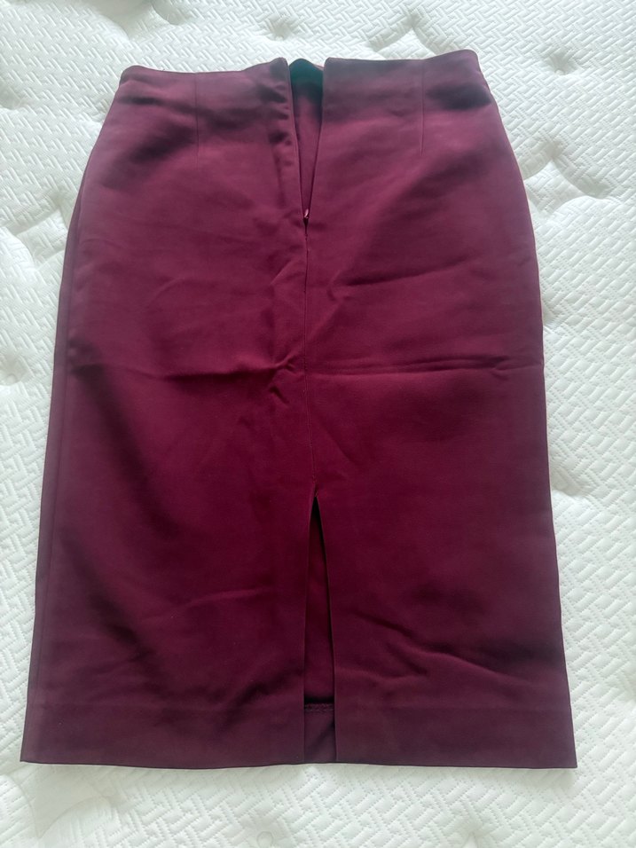 Bordo Drapeli Midi Kalem Etek - Görsel 2