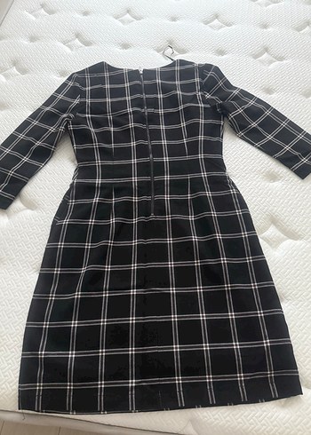 Siyah Ekose Midi Elbise - Görsel 3