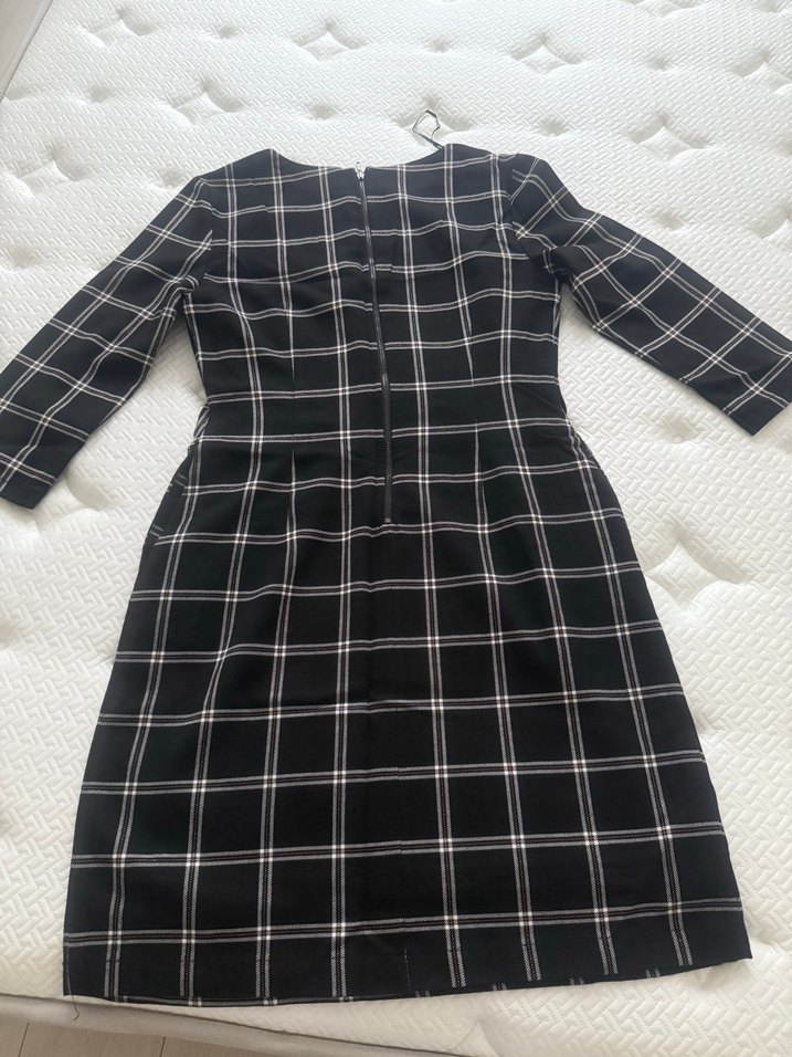 Siyah Ekose Midi Elbise - Görsel 3