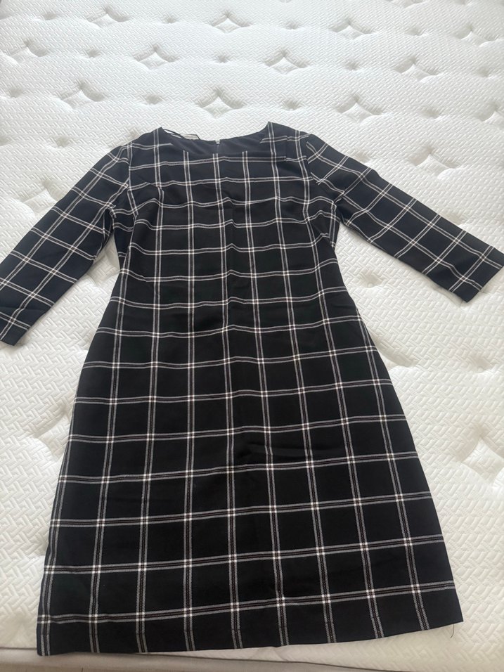 Siyah Ekose Midi Elbise - Görsel 2