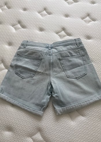 Buz mavisi Kadın Kot Şort Mini Rahat Kesim - Görsel 3